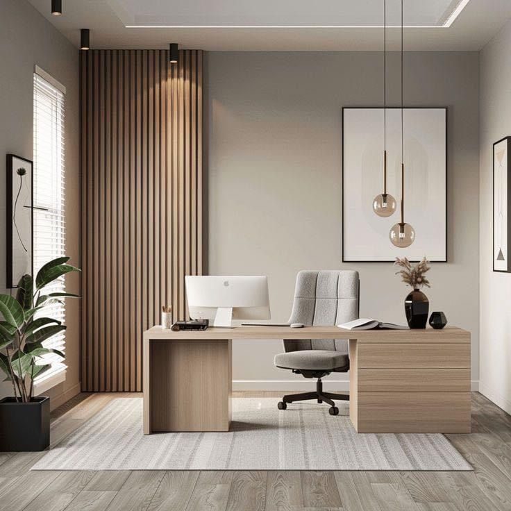 Executive office cabin with wood slats